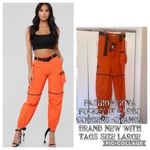 Fashion nova cargo joggers orange